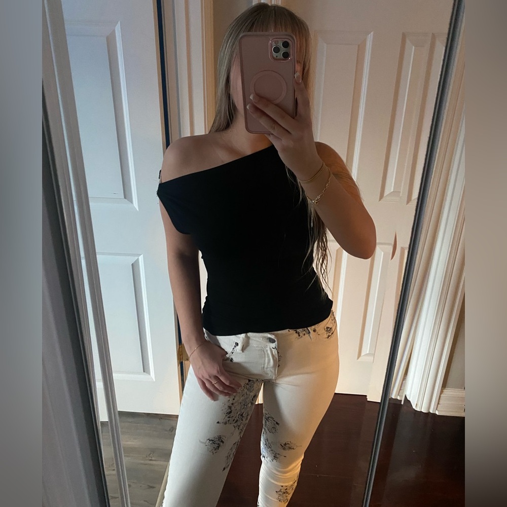 Armani exchange floral white jeans
